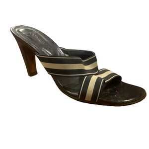 Donald J. Pliner Black and Tan Heeled Sandals